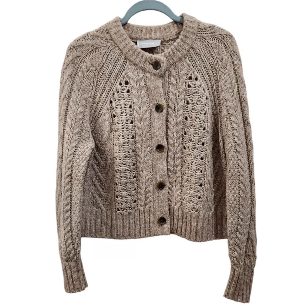 Everlane The Cloud Cable Cardigan in Heathered Birch